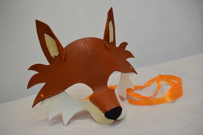 Fox mask made of leather - My, Leather products, Accessories, Natural leather, Needlework without process, Mask, Leather
