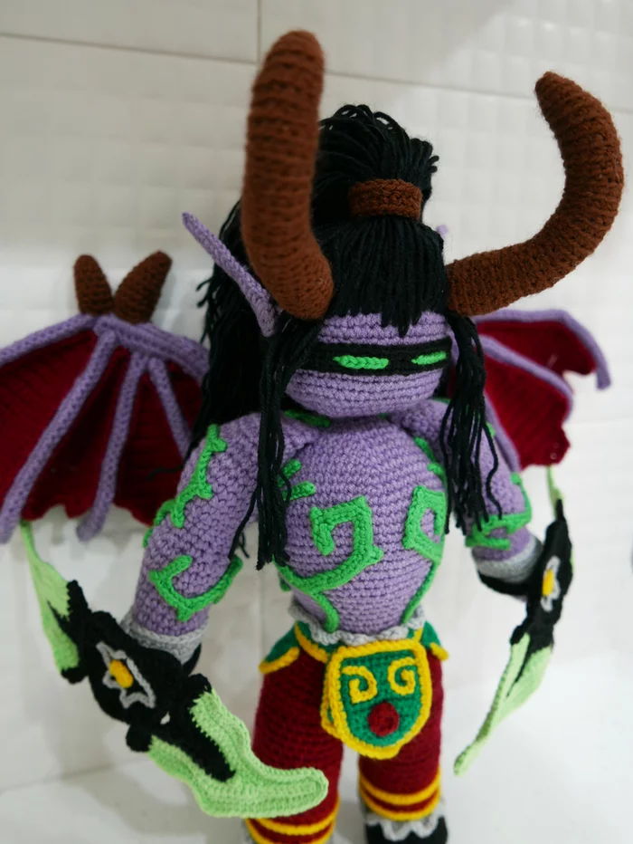 You Are Not Prepared! - My, Amigurumi, Crochet, Knitted toys, Needlework without process, World of warcraft, Illidan, Demon hunters, Friday tag is mine, Longpost