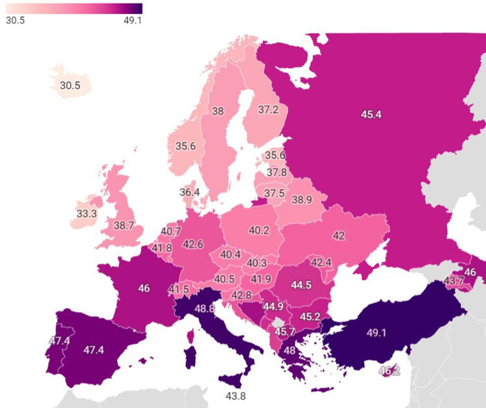 Самая высокая температура, зарегистрированная в Европе Карты, Европа, Высокая температура