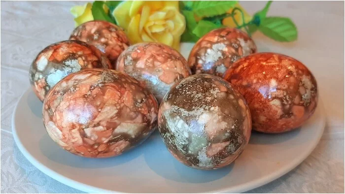 Marble eggs for Easter (only natural dyes) - My, Recipe, Video recipe, Preparation, Snack, Easter eggs, Easter, Festive table, Cooking, Video, Youtube, Contest for Easter 2022