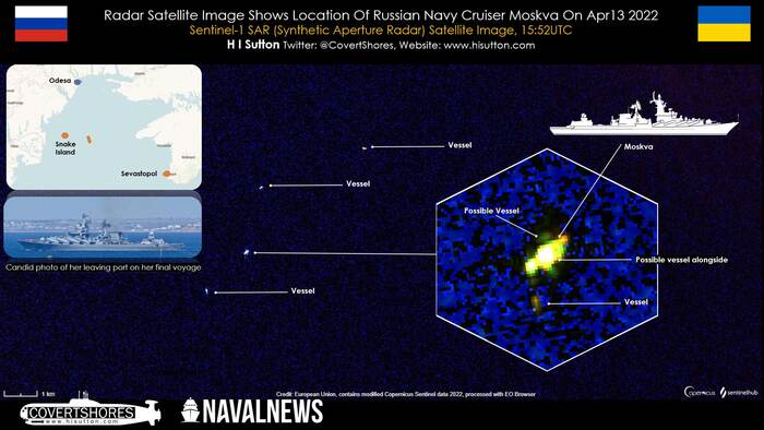 Navalnews опубликовал и проанализировал спутниковый снимок пожара на крейсере Москва Политика, Украина, Россия, Крейсер Москва, Пожар, Утонул