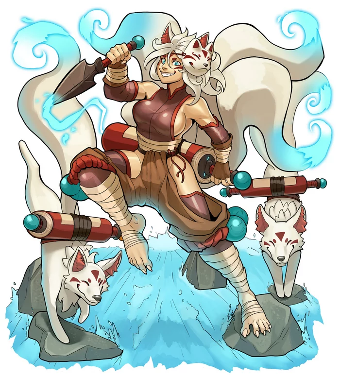 Art by artist Chris-Ceehaz. Yokai and the Warriors of the Sea - Art, Strong girl, Chris-Ceehaz, Monster girl, Demon they, Yokai, Furry, Furry shark, Anthro, Longpost