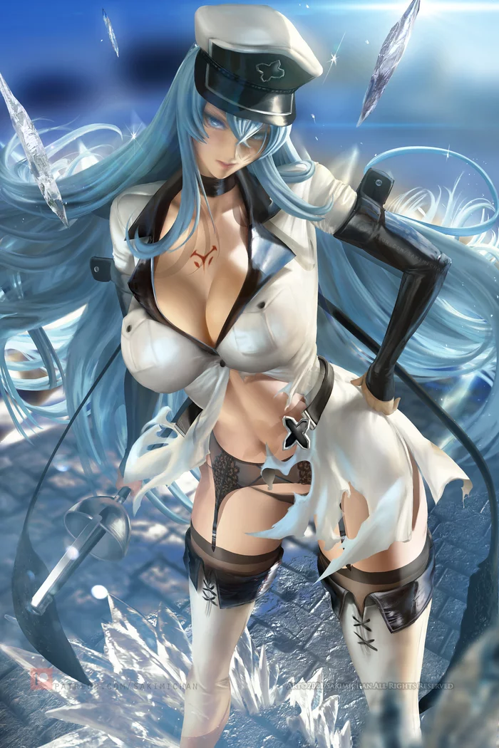 Esdeath - NSFW, Sakimichan, Art, Erotic, Longpost, Hand-drawn erotica, Anime art, Anime, Esdeath, Akame ga kill