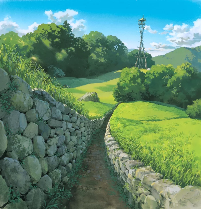 Backgrounds from Princess Mononoke - Anime, Anime art, Studio ghibli, Kazuo Oga, Princess mononoke, Landscape, Longpost