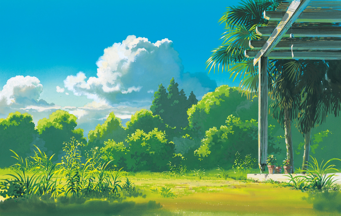 Летнее настроение Аниме, Anime Art, Studio Ghibli, Kazuo Oga, Мой сосед Тоторо, Omoide Poroporo, Пейзаж, Лето, Длиннопост, Heisei Tanuki Gassen Ponpoko