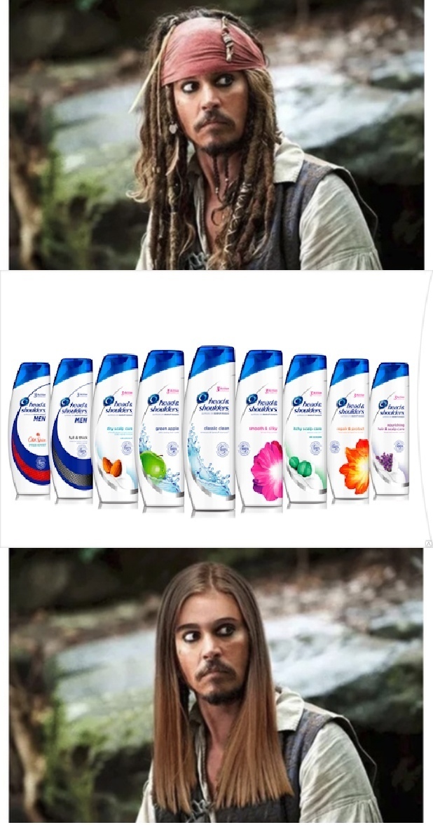 Shampoo - Shampoo, Photoshop, Head and shoulders, Johnny Depp, Captain Jack Sparrow