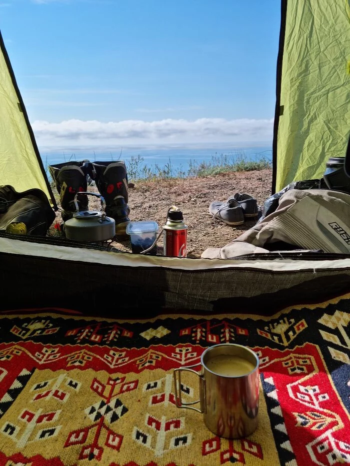 Response to the post Really Good Morning - My, Tourism, Crimea, beauty of nature, Coffee, Sea, Reply to post, A wave of posts, Tent