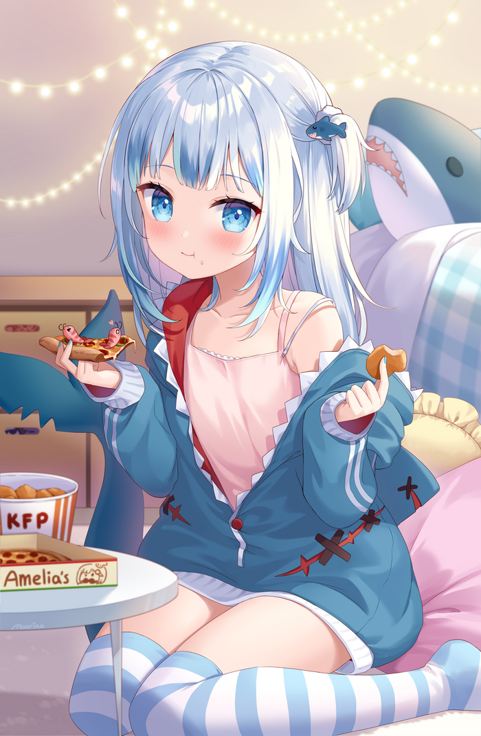 Cute Gura , Anime Art, Hololive, Gawr Gura, Virtual YouTuber, 