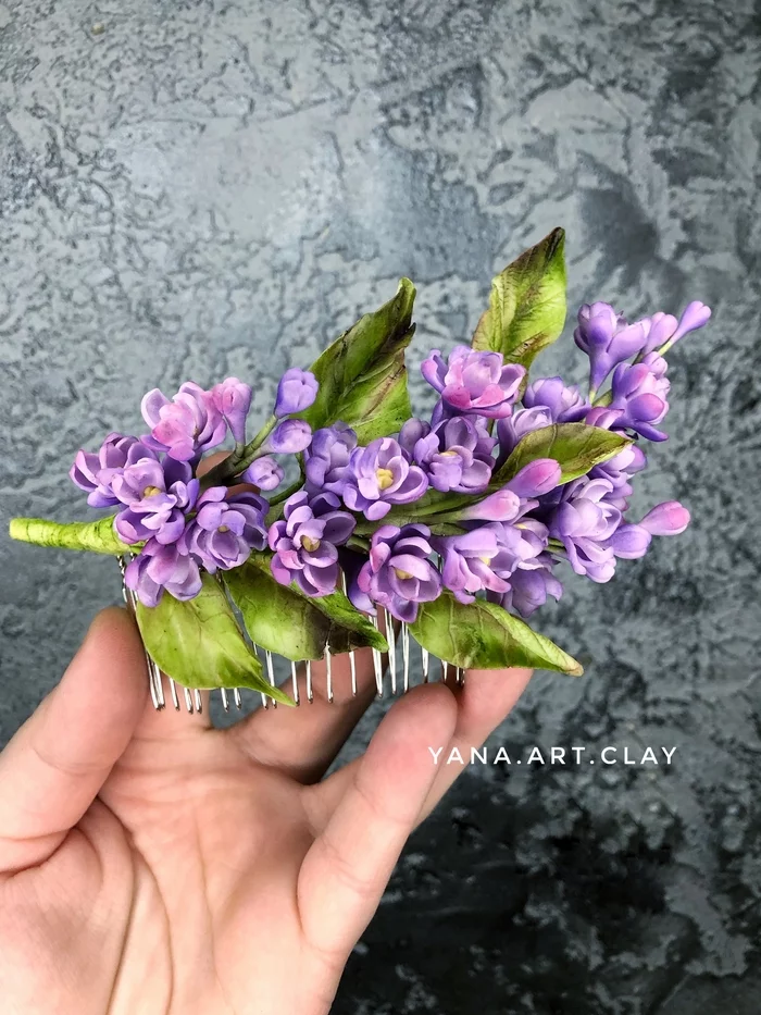 Crest with lilacs - My, Handmade, Cold porcelain, Lilac, High school graduation, Decoration, Longpost, Needlework without process