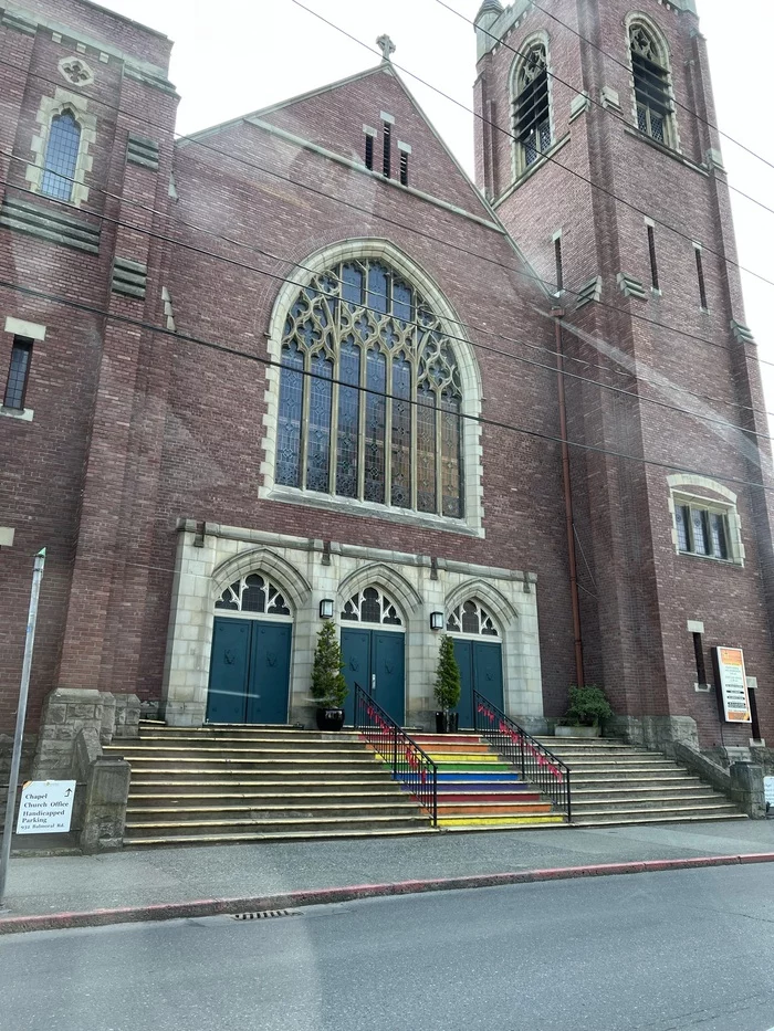 Church - My, Church, Temple, Rainbow, LGBT, Stairs, Color, entrance, Road, Veri, Canada