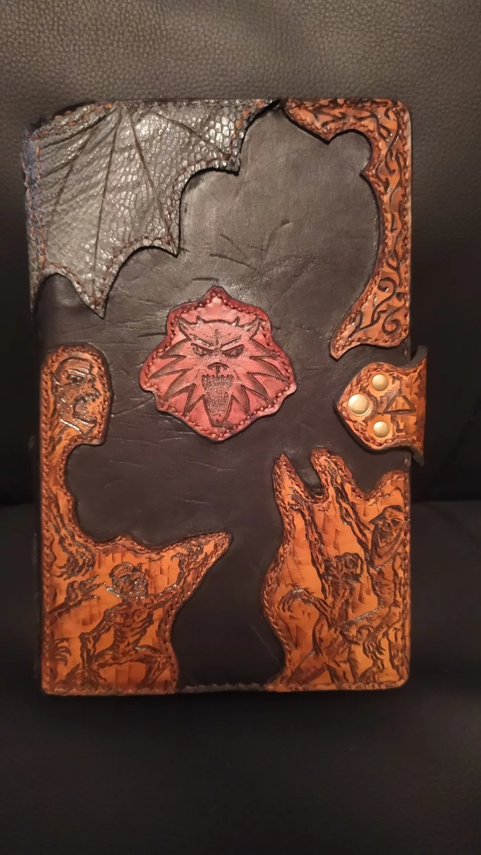 The Book The Witcher The Last Wish - My, Craft, Handmade, Leather products, Leather, Natural leather, Witcher, Books, Book One, Looking for a book, Longpost, Needlework without process