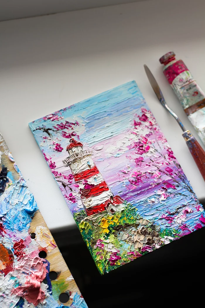 Read to the end))) - My, Artist, Impressionism, Spring, Oil painting, Palette knife, Lighthouse, I'm an artist - that's how I see it