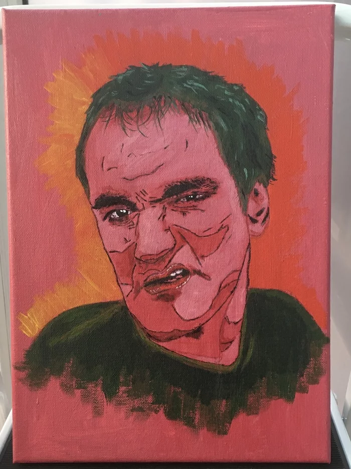 The first peculiar experience in the portrait genre - My, Art, Creation, Painting, Acrylic, Portrait, Quentin Tarantino, Painting