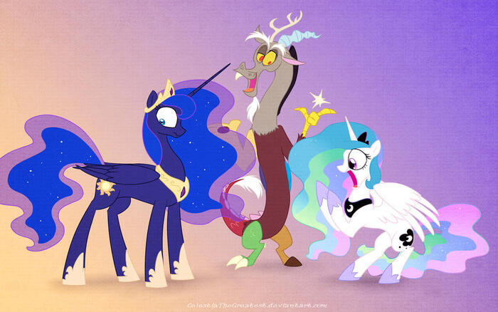 Очередная шутка Дискорда My Little Pony, Ponyart, Princess Celestia, Princess Luna, MLP Discord, Celestiathegreatest