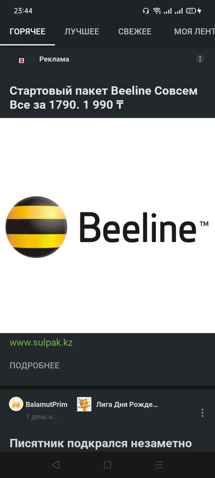 From the category of 2 for the price of 3 - Longpost, Beeline, Advertising on Peekaboo