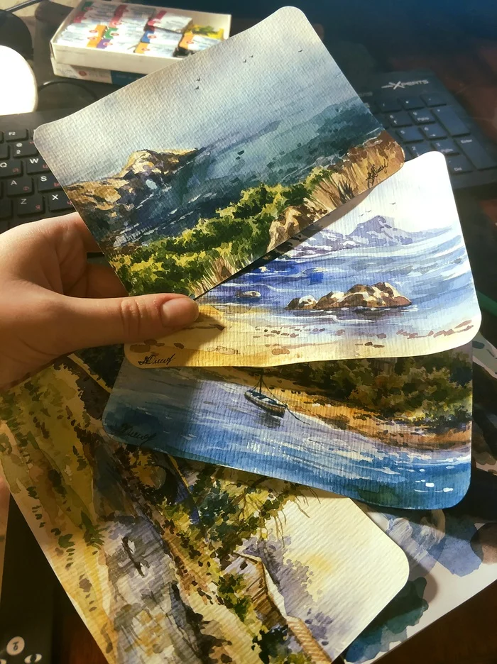 Watercolor postcards - Longpost, Art, Weekdays, Postcard, Watercolor, Painting, Hobby, My