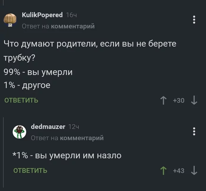 Родители - Комментарии на Пикабу, Родители и дети, Комментарии, Родственники, Забота, Скриншот