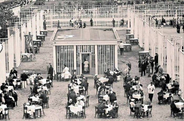 Summer cafe in Gorky Park, 1930s - Moscow, Summer, Cafe, Last century, Retro, Black and white photo