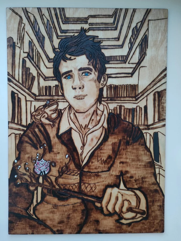 For my 13 followers! Burned a new picture Neville Longbottom - My, Pyrography, Harry Potter, Neville Longbottom, Art, Woodworking