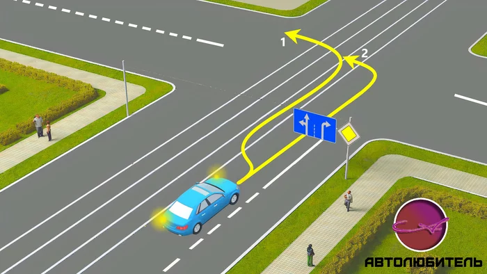 По какой траектории разрешено повернуть налево? - Моё, ПДД, Водитель, Автомобилисты, ГИБДД, Авто, Длиннопост