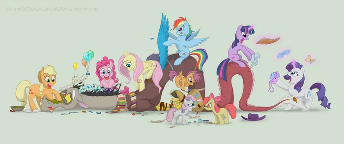 And how did it come to this? - My little pony, PonyArt, Twilight sparkle, Rainbow dash, Applejack, Pinkie pie, Rarity, Fluttershy, Applebloom, Scootaloo, Sweetie belle, MLP Discord
