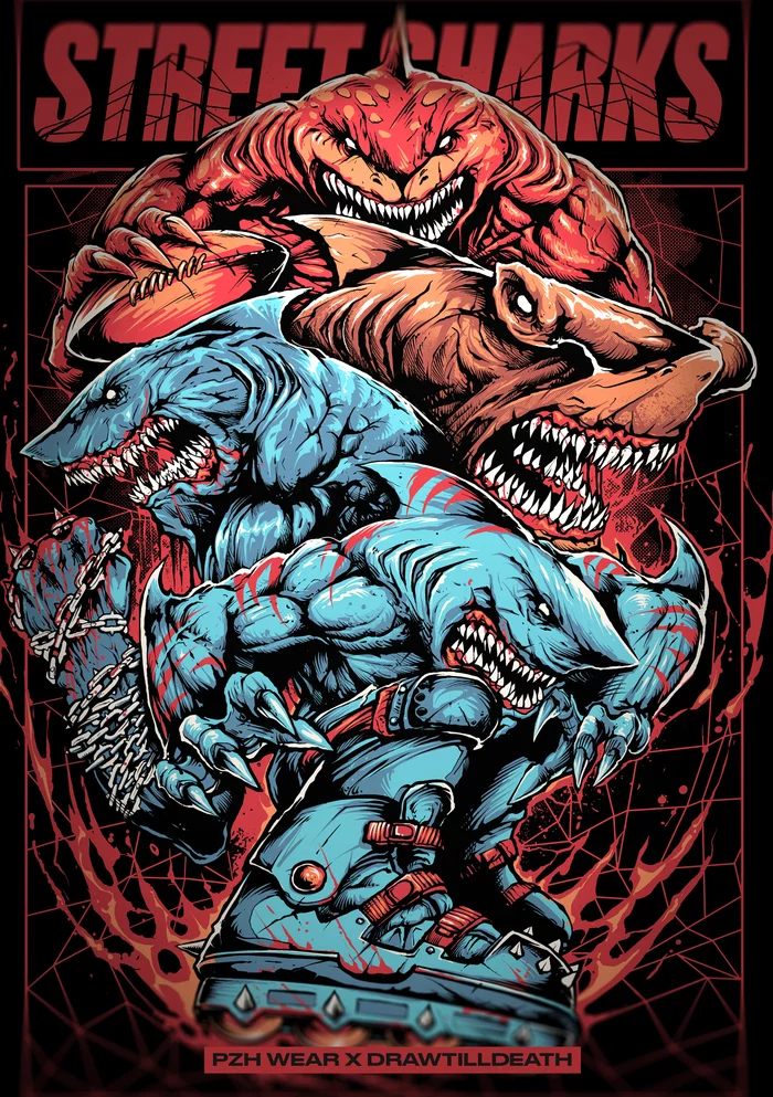 Street Sharks - My, Art, Digital drawing, Artist, Game art, Street Sharks, 90th, Childhood of the 90s, Cartoons