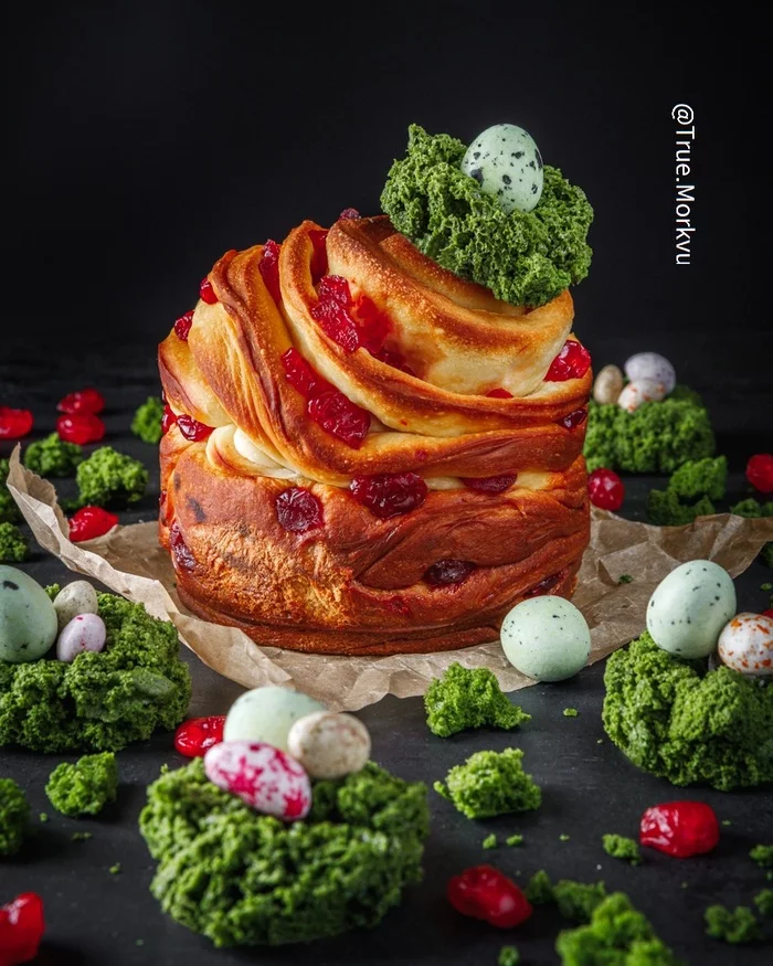 Cruffin with dried cherries - My, Recipe, Preparation, Cooking, Food, Kulich, Easter, Bakery products, Longpost, Contest for Easter 2022