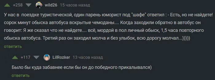 Weapons, drugs, forbidden to eat? - Humor, Проверка, Border guards, Inspection, Comments on Peekaboo, Screenshot