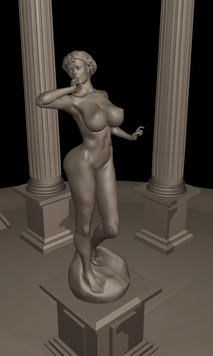 Statues of goddesses - NSFW, My, Blender, 3D modeling, 3D, Sculpture, Nymphs, Goddess, Nudity, Girls, Longpost