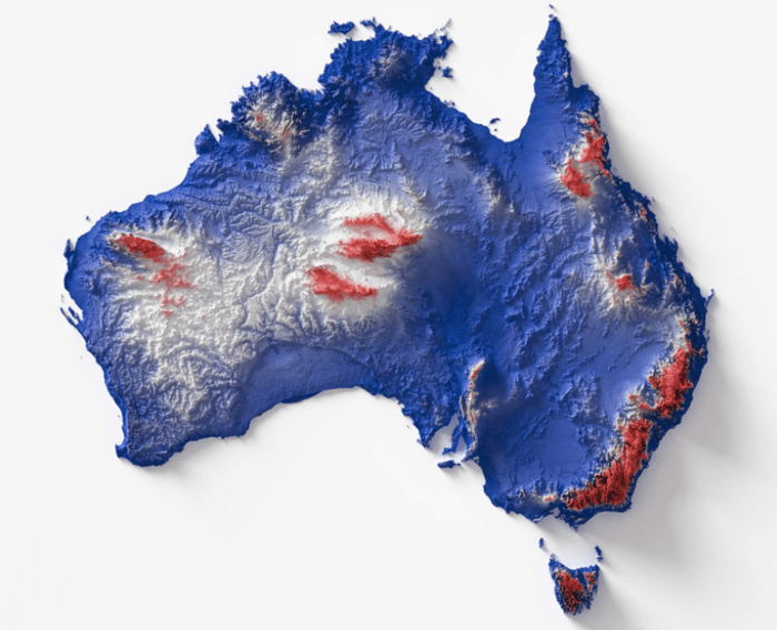 Объёмная карта Австралии Карты, Австралия