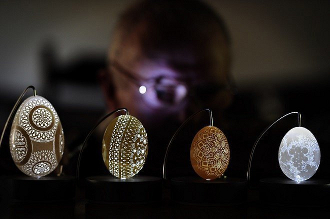 Wonderful patterns on eggshells from Frank Thunder - Eggshell, Thread, Art, Needlework without process, Lace, Decor, Longpost