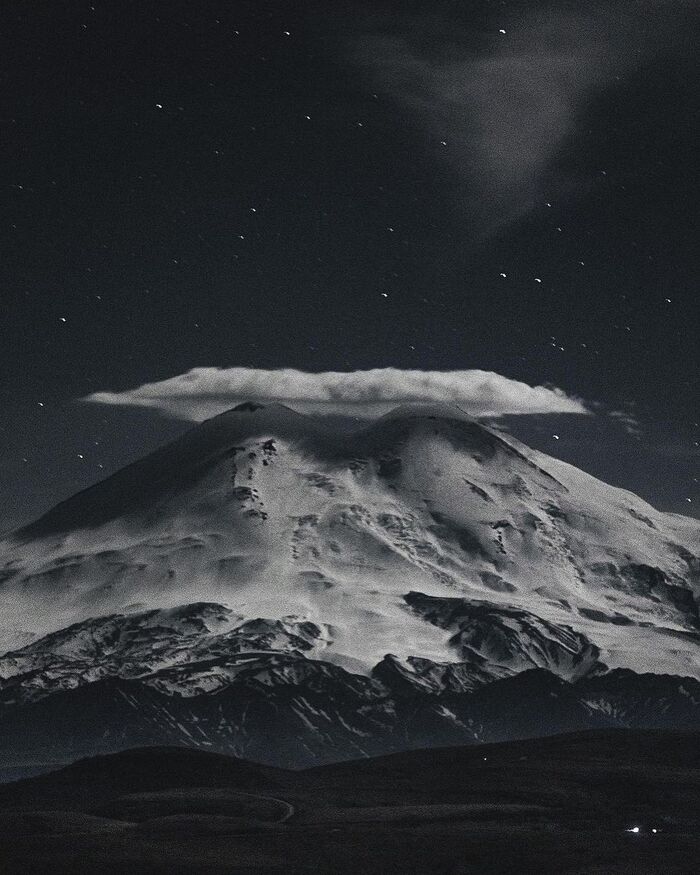 Elbrus in the night - Elbrus, Stratovolcano, Kabardino-Balkaria, Karachay-Cherkessia, The mountains, Travel across Russia, The nature of Russia, The photo