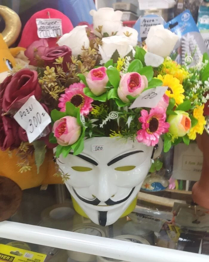 V - so...? - My, Flowers, Mask, Score, Humor