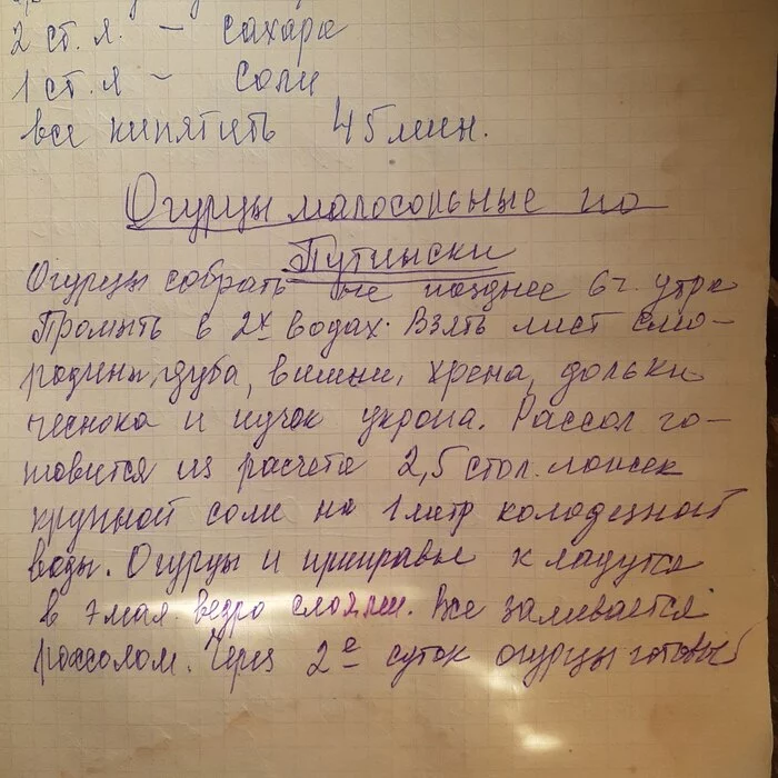 Может это шифровка кая-то? - Моё, Рецепт, Президент, Бабушка, Малосольные огурцы