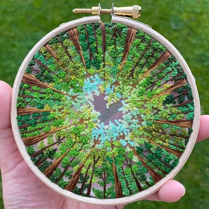 Nature on mini-embroideries - Needlework without process, Needlework, Embroidery, Nature, Landscape, Longpost