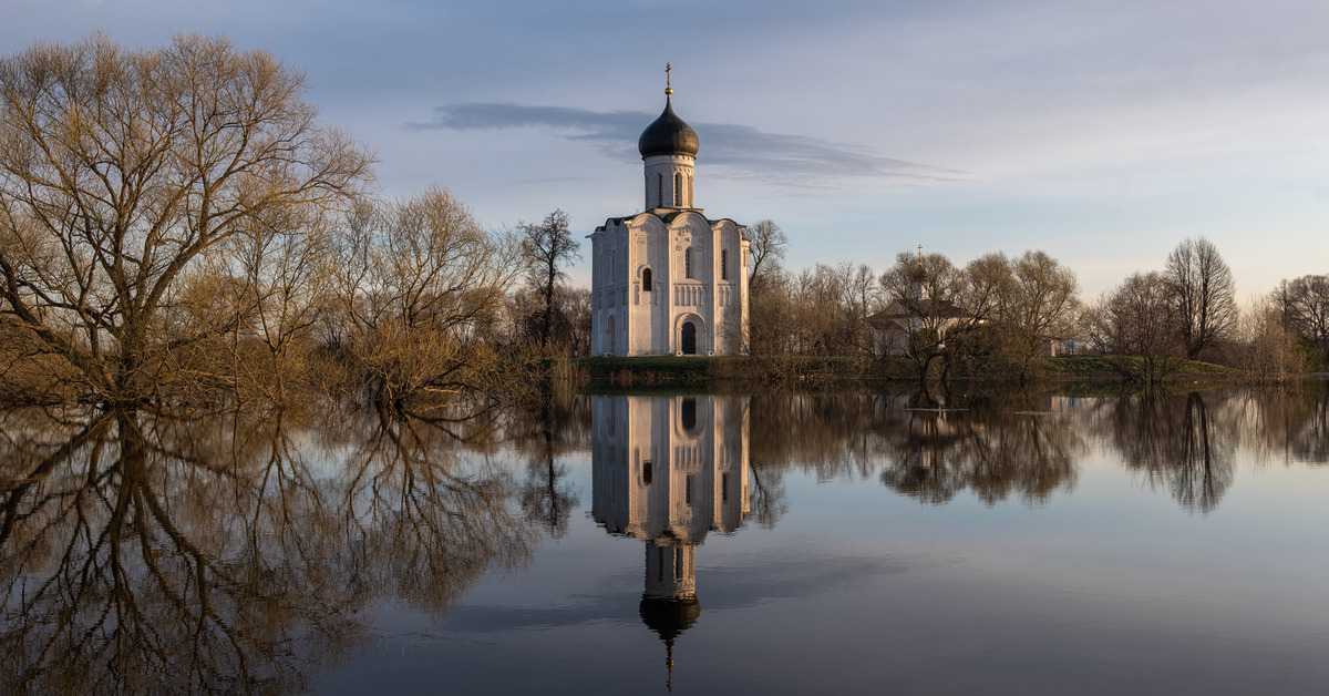 Пейзаж Россия храм река