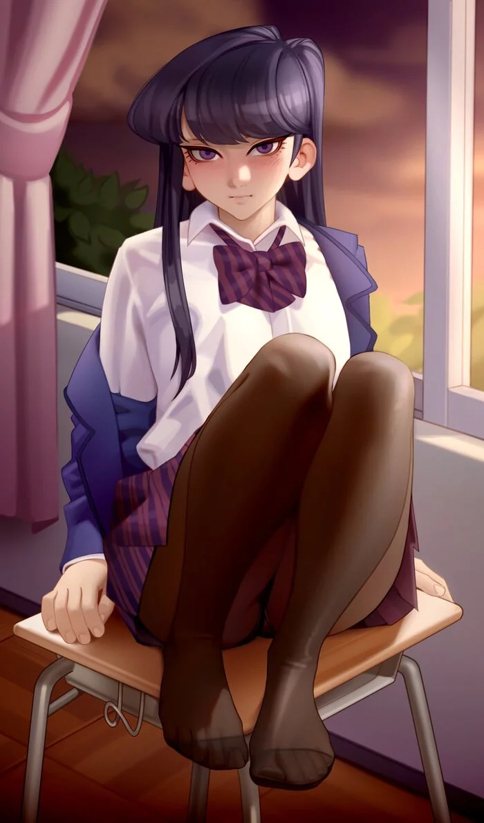 Komi-san - NSFW, Kairunoburogu, Anime, Anime art, Art, Hand-drawn erotica, Komi-san wa comyushou desu, Shouko komi, Tights, Legs