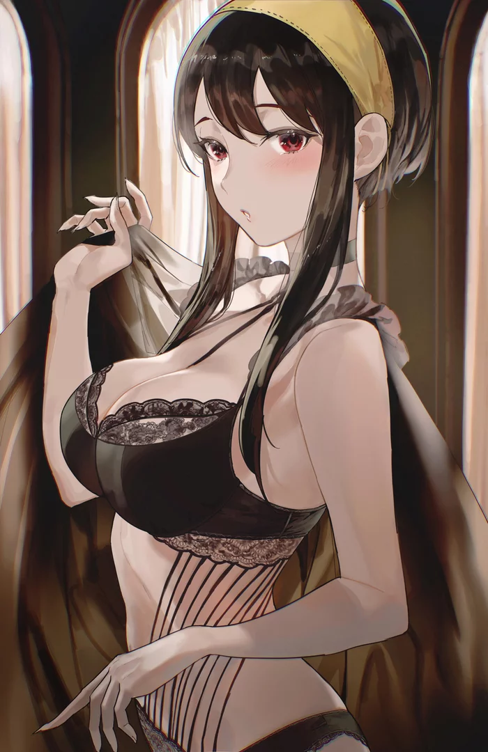 Hot Yor - NSFW, Аниме, Anime Art, Spy X Family, Yor Forger, Нижнее белье, Сиськи, Панцу, Чокер, Рисованная эротика, Эротика