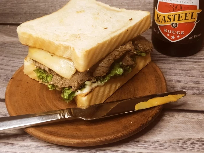 Deluxe roast beef sandwich - My, Roast beef, Recipe, Sandwich, Maple syrup, Mayonnaise, Raclette, Marinade, Longpost, Meat, Food