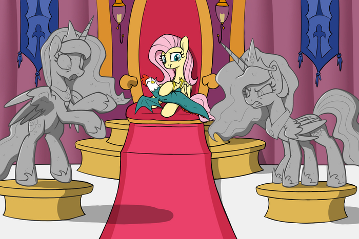     My Little Pony, Ponyart, Princess Celestia, Princess Luna, Fluttershy, Skitterpone