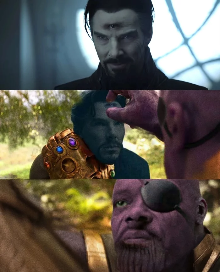The network leaked footage with an alternative Thanos from the sequel to Doctor Strange Multiverse of Madness - Thanos, Nick Fury, Doctor Strange, Marvel, Humor