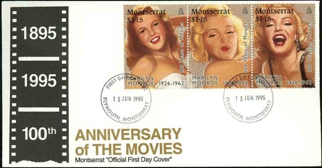 Marilyn Monroe on Postage Stamps (CIV) Cycle The Magnificent Marilyn - Issue 972 - Cycle, Gorgeous, Marilyn Monroe, Actors and actresses, Celebrities, Stamps, Blonde, Collecting, Philately, Girls, 1995, Montserrat