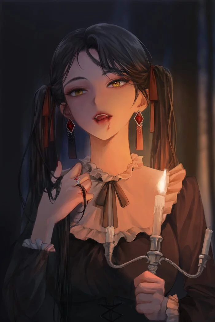 Vampire - Аниме, Anime Art, Anime Original, Арт, Девушки, Вампиры