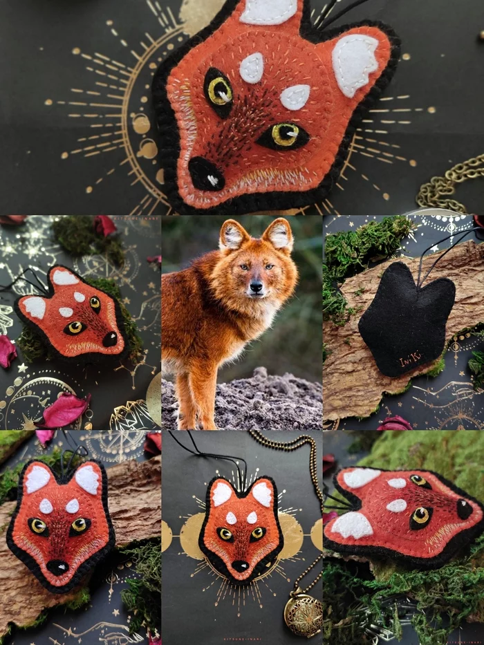 Red wolf made of felt - My, Creation, Animals, Wolf, I share, Red Wolf, Creative, With your own hands, Handmade, Crafts, Needlework, Needlework without process, Felt, Keychain, Toys, Decoration, Author's toy, The beast, Red, Mystic, Forest