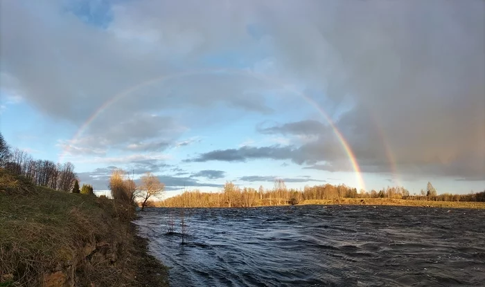 Rainbow - Моё, Радуга, Двойная Радуга, Река, Природа, Природа России