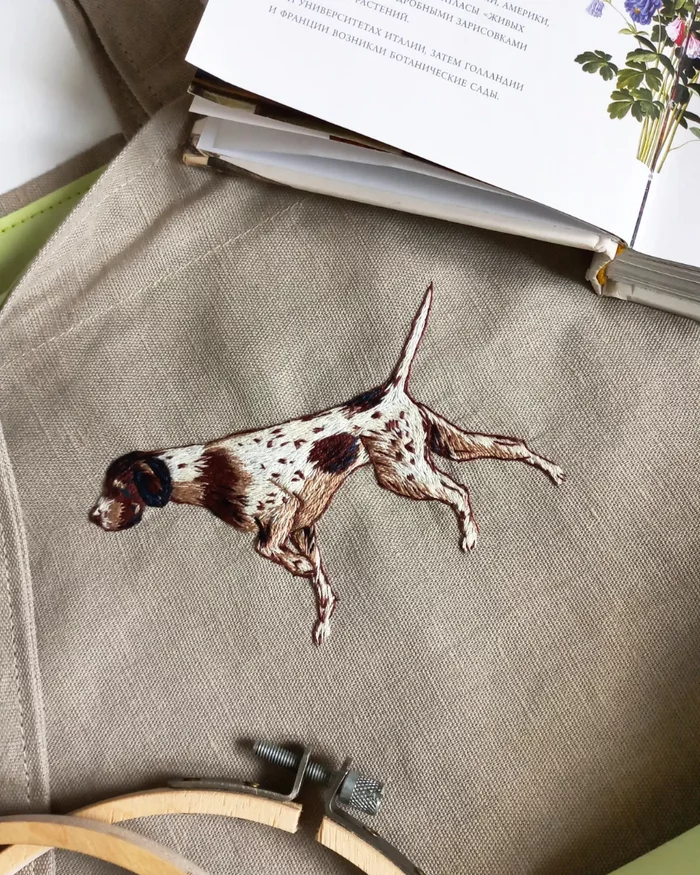 Hand embroidery. Pitontsy - My, Embroidery, Handmade, Dog, Needlework without process