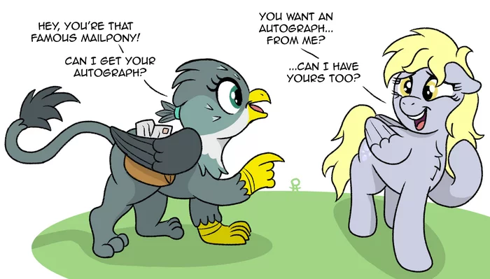 Two postal fliers - My little pony, Derpy hooves, Gabby, PonyArt, Art, Pony-thunder