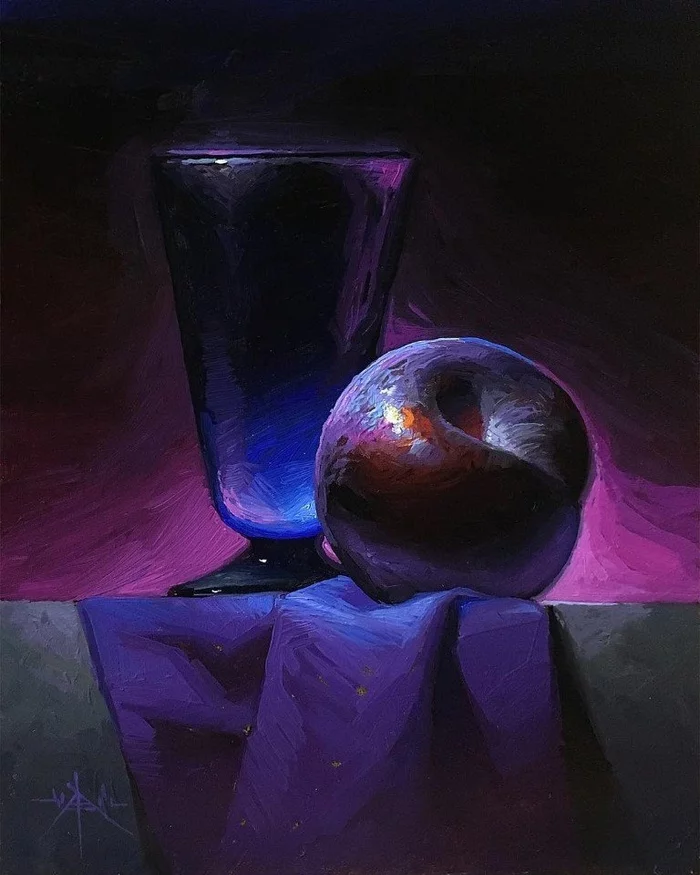 Still lifes by Blair Atherholt - Modern Art, Still life, Painting, Фрукты, Jug, Goblets, Carafe, Wine, Longpost