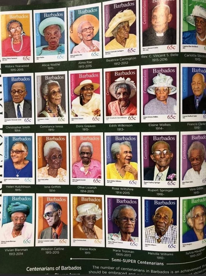 Postage stamp in your honor - Stamps, Stamps, Barbados, 100 years, Longevity, Repeat