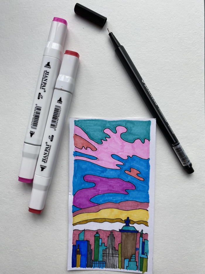 Город на закате